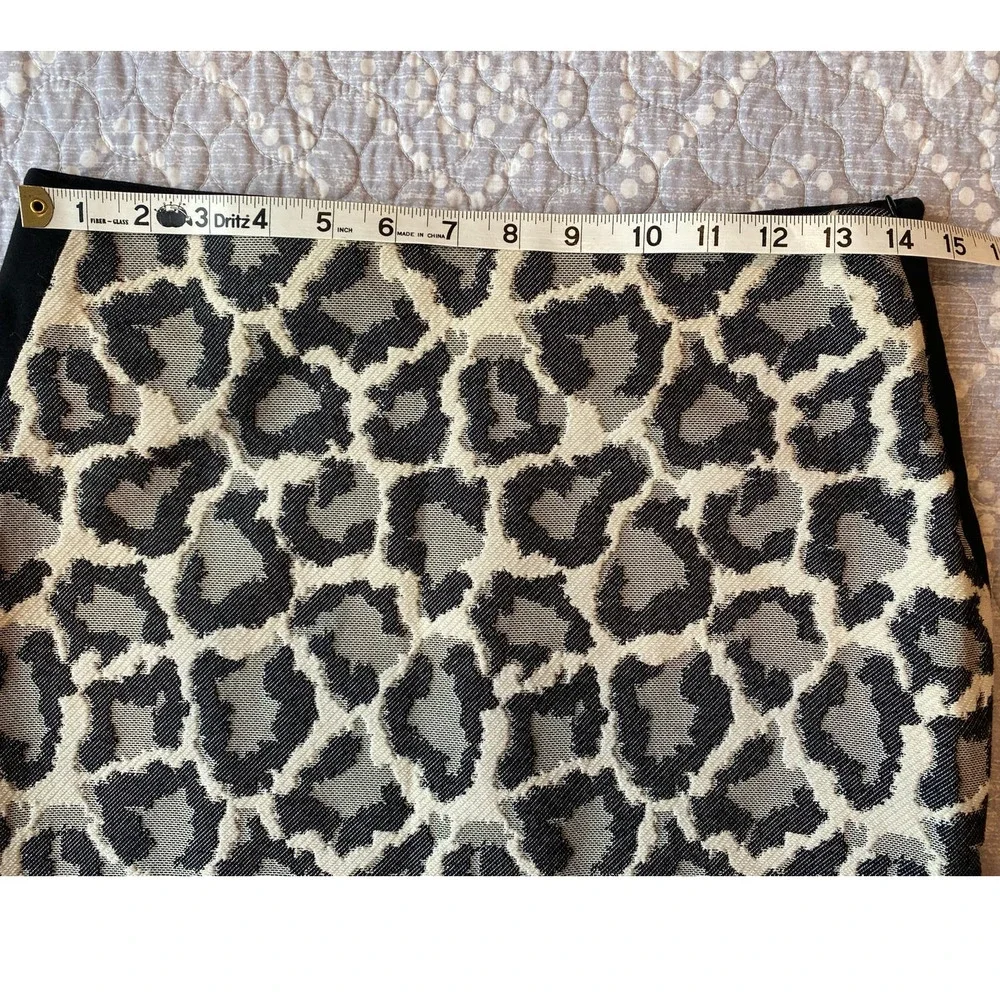 Diane von Furstenberg Women's Emma Pencil Skirt Leopard & Solid Black Size 8